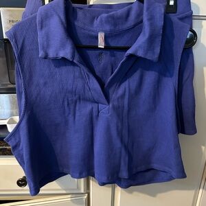FP Movement by Free People Purple Collared Crop Top set